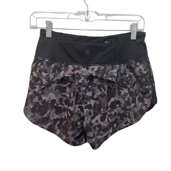 Athleta Running Free Printed Short 3.5” Mid Rise Pockets Black Gray Size XXS - Picture 8 of 10